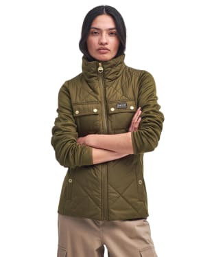 Women's Barbour International Rubins Quilted Sweater Jacket - Empire Green