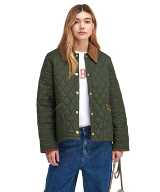 Women's Barbour 30th Anniversary Cropped Liddesdale Quilted Jacket - Olive / Classic Tartan