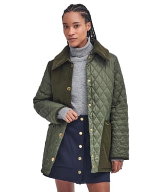 Women's Barbour Reeth Quilted Jacket - Olive / Ancient Tartan