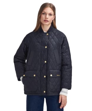 Women's Barbour Sport Beadnell Quilted Jacket - Black / Classic Tartan