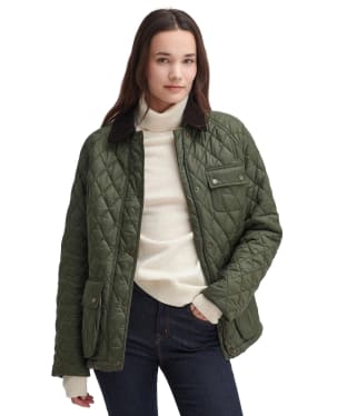 Women's Barbour Starling Quilted Jacket - Olive / Classic Tartan