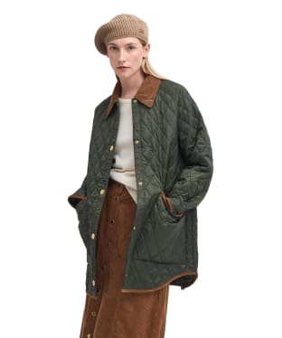 Women's Barbour 30th Anniversary Oversized Liddesdale Quilted Jacket - Olive / Classic Tartan