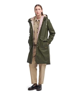 Women's Barbour Beth Showerproof Jacket - Deep Olive / Light Sand / Pastel Pink