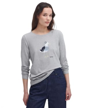 Women's Barbour Lossie Long Sleeve T-Shirt - Light Grey Marl