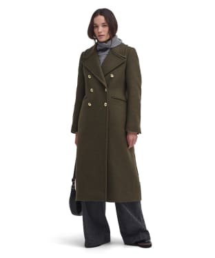 Women's Barbour Reva Wool Military Coat - Olive / Vine