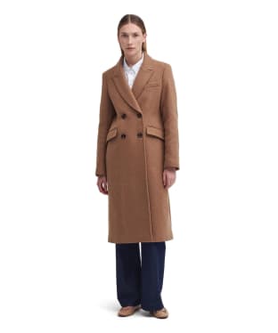 Women's Barbour Marylin Tailored Wool Coat - Camel / Muted Cabernet