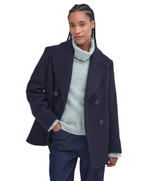 Women's Barbour Ingrid Wool Peacoat - Navy / Hessian