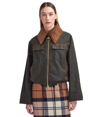 Women's Barbour Beauly Waxed Jacket - Archive Olive / Beech / Ancient Tartan