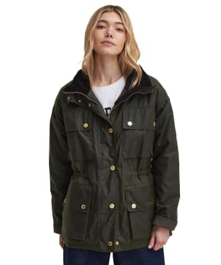 Women's Barbour Eva Waxed Jacket - Archive Olive / Fern / Brown