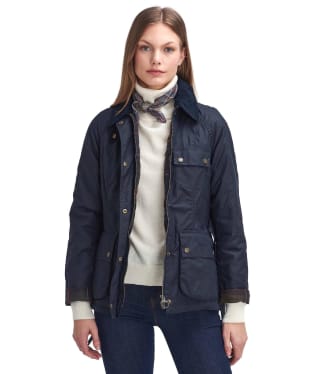 Women's Barbour Solway Zipper Waxed Jacket - Navy / Classic