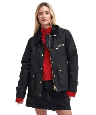 Women's Barbour International Mcclain Waxed Jacket - Black