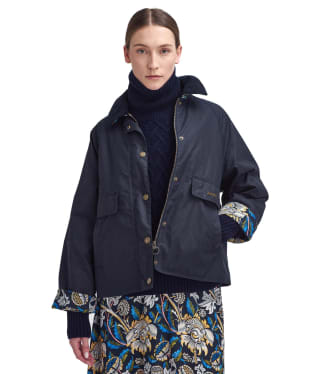 Women's Barbour x William Morris Rendall Waxed Jacket - Navy / Wey