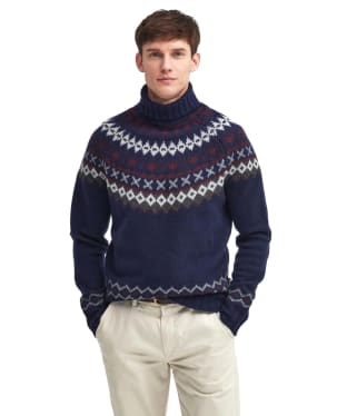 Men's Barbour Roose Fair Isle Rollneck - Navy