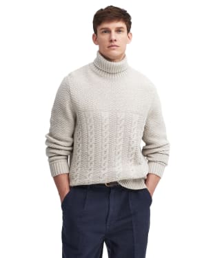 Men's Barbour Daleside Roll Neck Knitted Jumper - Chalk Marl