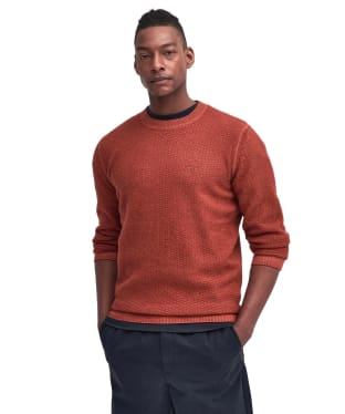 Men's Barbour Aston Knitted Crew Neck Sweater - Dark Ginger