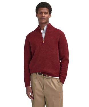 Men's Barbour Talder Half Zip Knitted Jumper - Highland Red