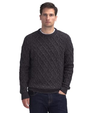 Men's Barbour Stowford Cable Crew Neck Sweater - Navy Mix