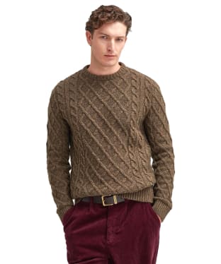 Men's Barbour Stowford Cable Crew Neck Sweater - Olive Mix