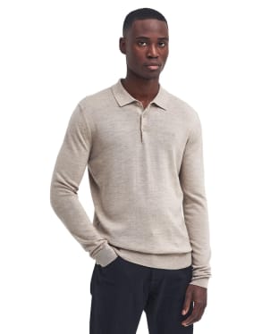 Men's Barbour International Merlin Merino Polo Jumper - Brindle