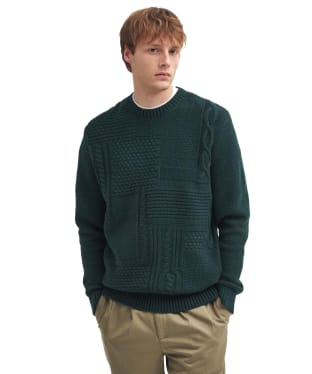 Men's Barbour Casey Cable Crew Neck Sweater - Seaweed