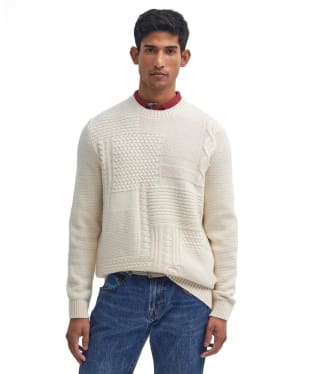 Men's Barbour Casey Cable Crew Neck Sweater - Whisper White