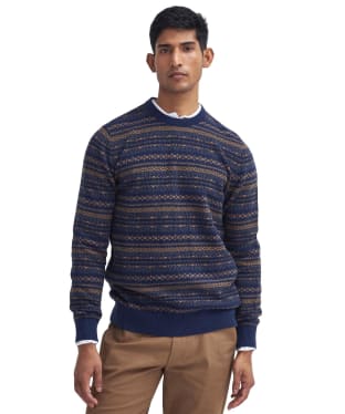 Men's Barbour Orkney Fair Isle Crew Neck Sweater - Inky Blue