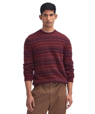 Men's Barbour Orkney Fair Isle Crew Neck Sweater - Merlot