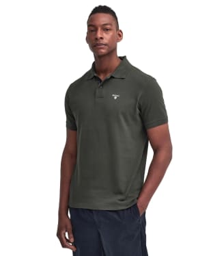 Men's Barbour Tartan Pique Polo Shirt - Seaweed