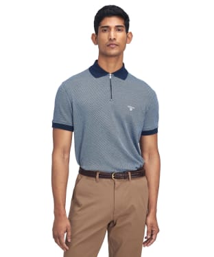 Men's Barbour Wynch Tailored Zip Polo Shirt - Navy