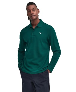 Men's Barbour Original Sports Tailored Long Sleeve Polo Shirt - Evergreen