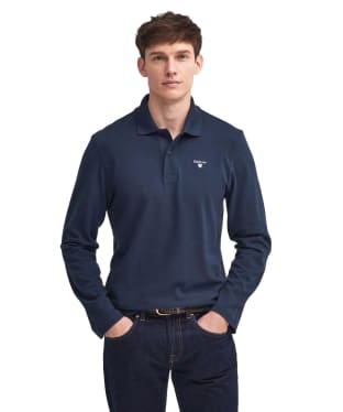 Men's Barbour Original Sports Tailored Long Sleeve Polo Shirt - Navy