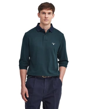 Men's Barbour Walkford Long Sleeve Tailored Polo Shirt - Sapphire Navy