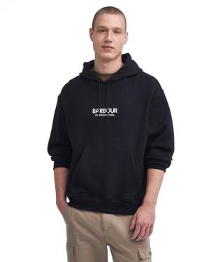 Men's Barbour International Mapped Graphic Oversized Hoodie - Black