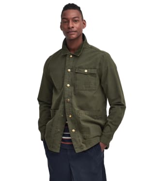 Men's Barbour Grindle Cotton Overshirt - Mid Olive