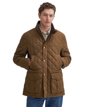 Men's Barbour Lydford Tattersall Quilted Jacket - Dark Sand