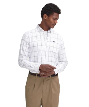 Men's Barbour Acorn Long Sleeve Tailored Fit Cotton Shirt - Whisper White