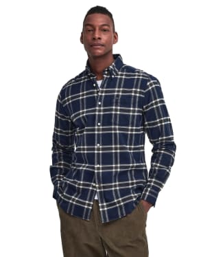 Men's Barbour Bromley Tailored Checked Shirt - Navy