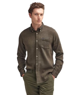 Men's Barbour Buckley Tailored Herringbone Shirt - Stone