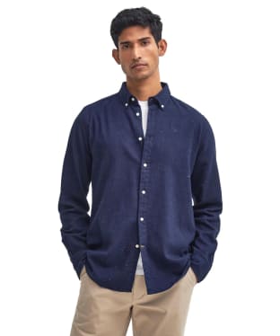 Men's Barbour Tainsbury Tailored Fleck Twill Shirt - Navy