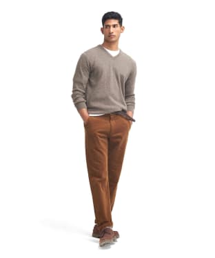 Men's Barbour Stretch Cord Tailored Fit Trouser - Dark Honey