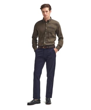 Men's Barbour Sueded Sateen Tailored Fit Trouser - Dark Navy