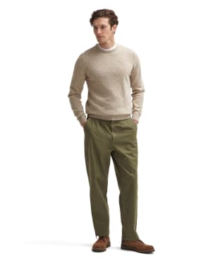 Men's Barbour Washed Stretch Twill Relaxed Fit Trouser - Olive