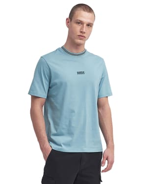 Men's Barbour International Central Logo Tipped T-Shirt - Concrete Blue