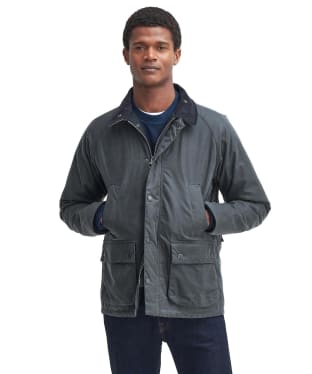 Men's Barbour Ambleside Waxed Jacket - Grey / Blue Granite