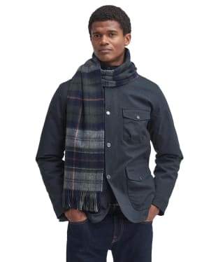 Barbour Brack Patchwork Tartan Scarf - Navy / Dark Ginger