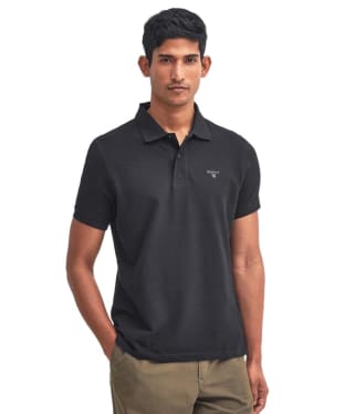 Men's Barbour Lightweight Short Sleeve Sports Cotton Polo Shirt - Black