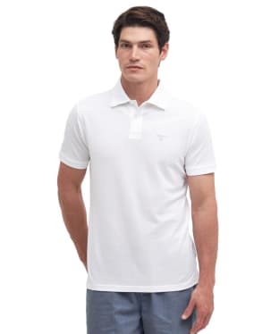 Men's Barbour Lightweight Short Sleeve Sports Cotton Polo Shirt - White