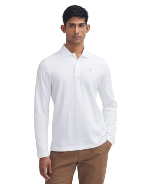 Men's Barbour Original Sports Tailored Long Sleeve Polo Shirt - White