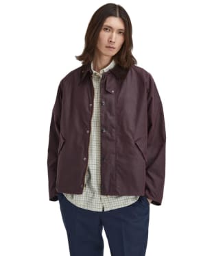 Men's Barbour Oversized Transport Waxed Jacket - Bordeaux