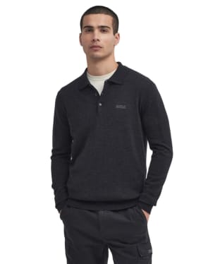 Men's Barbour International Merlin Merino Polo Jumper - Black